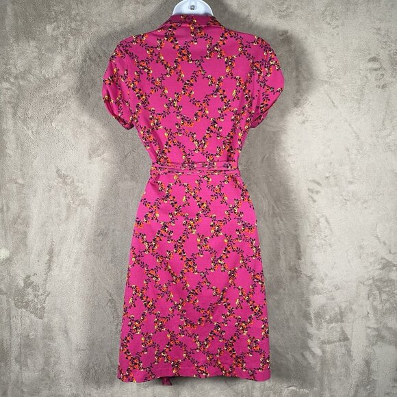 Diane von Furstenberg DVF Jilda Two Wrap Dress Size 2 Pink Floral Print Collared - Picture 6 of 14